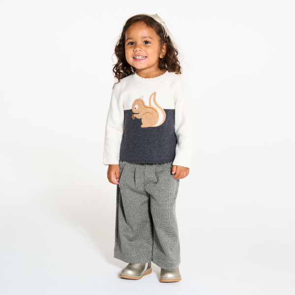 بنطلون واسع دافئ أنيق رمادي للطفلة الرضيعة